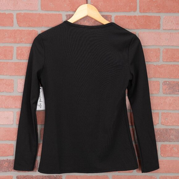 NWT - Black Asymmetrical Long Sleeve Top - Picture 2 of 6
